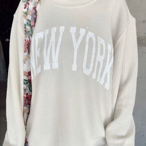 Sunkissedcoconut corded crewneck sweater